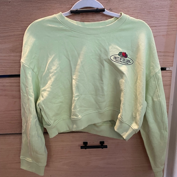 Zara | Fruit Of The Loom Collab Green Cropped Sweatshirt size Small - Picture 5 of 10